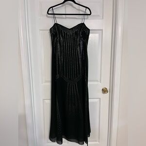 Dollar Vintage Black Evening Dress with Silver beading - Size L